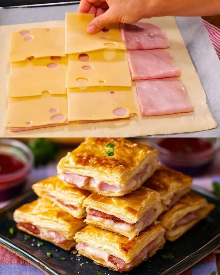 Flaky Ham and Cheese Puff Pastry Pockets