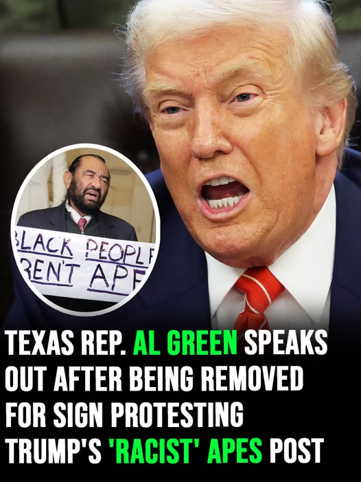 Texas Rep. Al Green speaks out after being removed for sign protesting Trump’s ‘racist’ apes post
