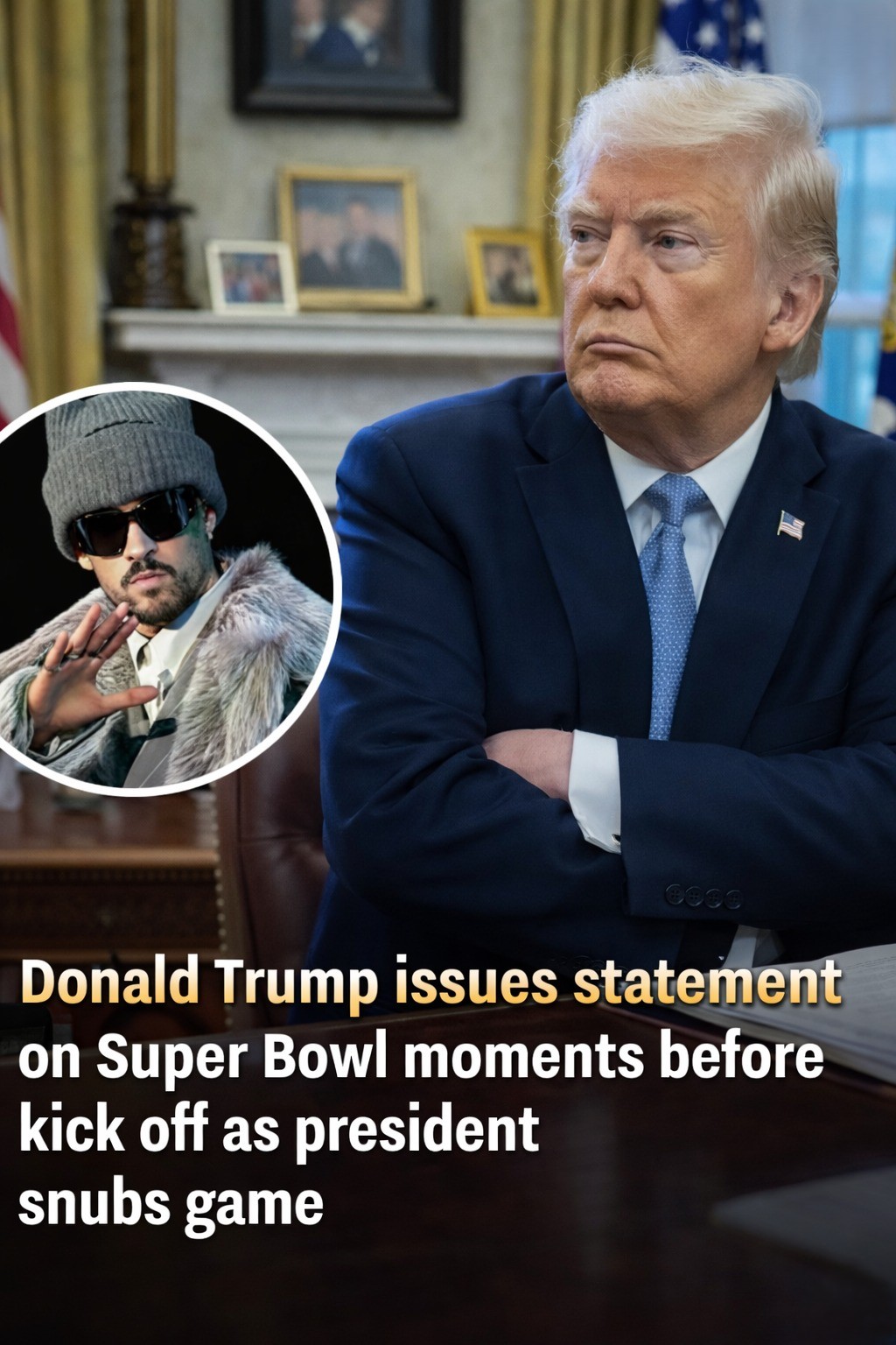 Moments before kickoff, Trump issued a statement celebrating the Super Bowl as a uniquely American tradition, wishing both teams well and highlighting the events unity and spirit. His message emphasized respect for the sport and the dedication of players and fans nationwide! – Story Of The Day!